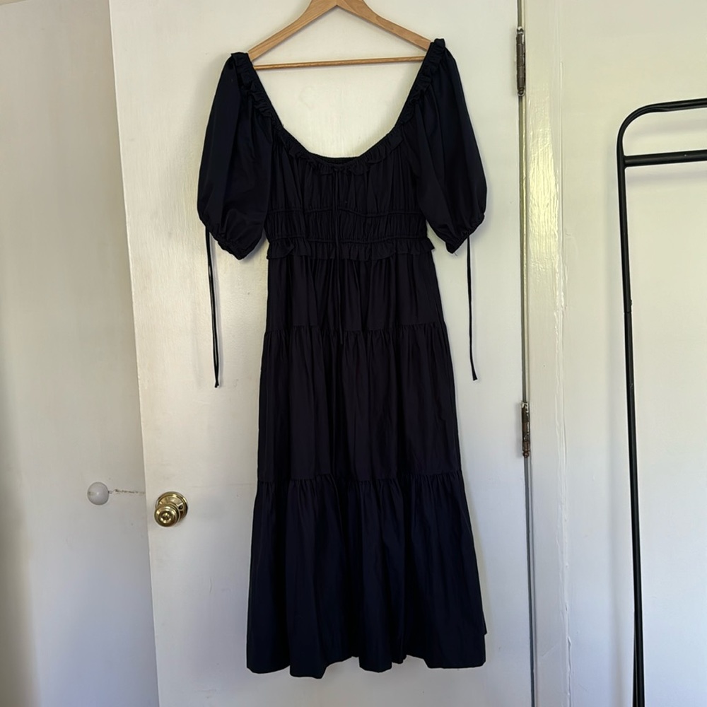 NWOT EN SAISON navy poplin feminine day dress M